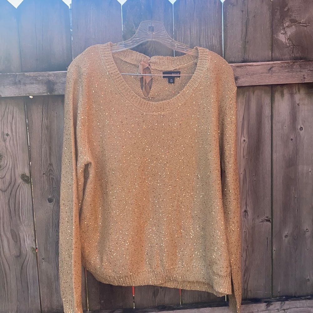 ANA gold shimmer sweater sz. XL
